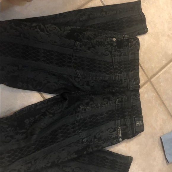 7 for all mankind black patterned skinny jeans - Picture 3 of 3